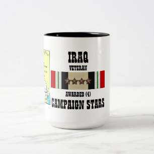 4 KAMPANJ STARS IRAK VETERAN Två-Tonad MUGG