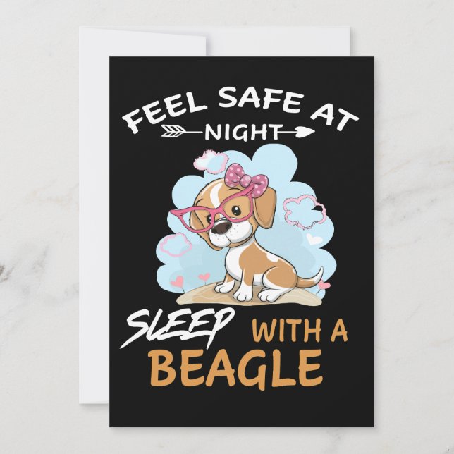 4 Känn dig trygg på natten Sova med en Beagle Inbjudningar (Framsida)