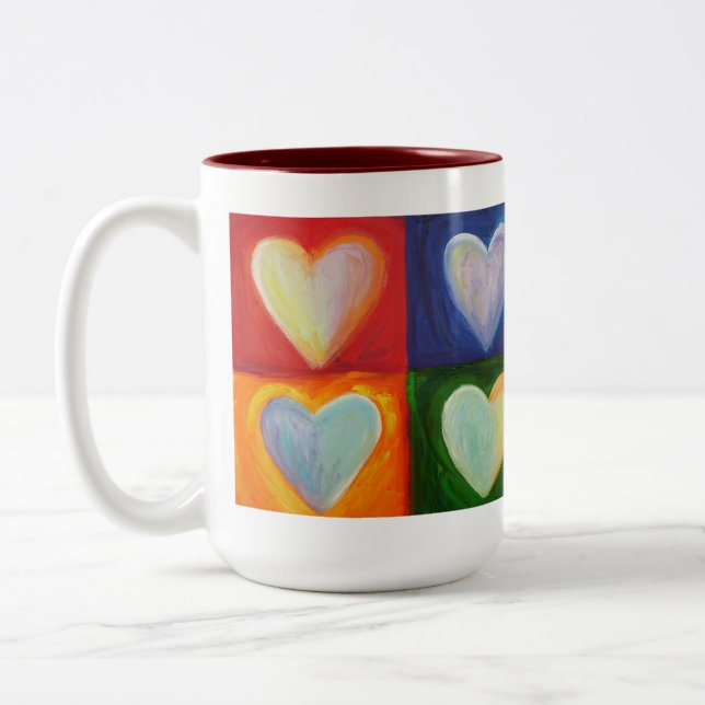 4 Kärlek Hearts Art Anpassningsbar Coffee Mugg (Vänster)