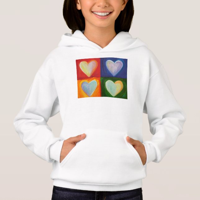 4 Kärlek Hearts Art Anpassningsbar Hoodie Sweatshi T Shirt (Framsida)