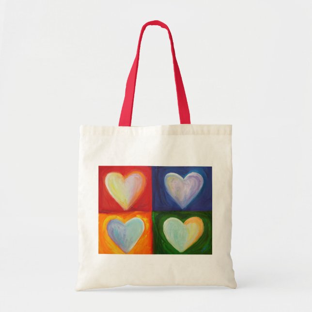 4 Kärlek Hearts Art Inspirational Tote Bag Tygkasse (Framsidan)