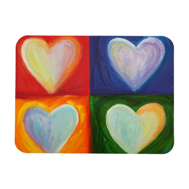 4 Kärlek Hearts Art Inspiron Fridge Magnet (Horisontell)