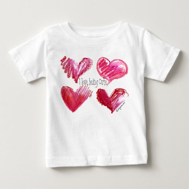4 Kärlek Hearts Cute Baby Långärmad T Two Side Tee (Framsida)