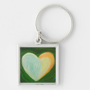 4 Kärlek Hearts Hearts Pendant Art Keychain Charm Fyrkantig Silverfärgad Nyckelring