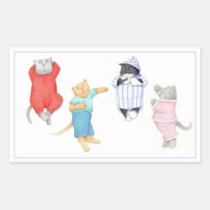 4 KAT I PAJAMAS-rektangulära fästdon Rektangulärt Klistermärke