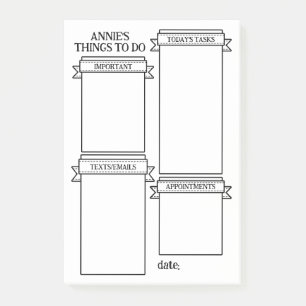 4 Kategorier Kortkommandon Sak att göra Post-it Block