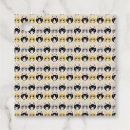 4 Katter, Herringbone Beige Gåvor Etiketter