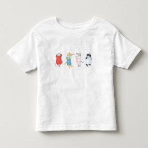 4 KATTER I PYJAMAS Barn T-Shirt