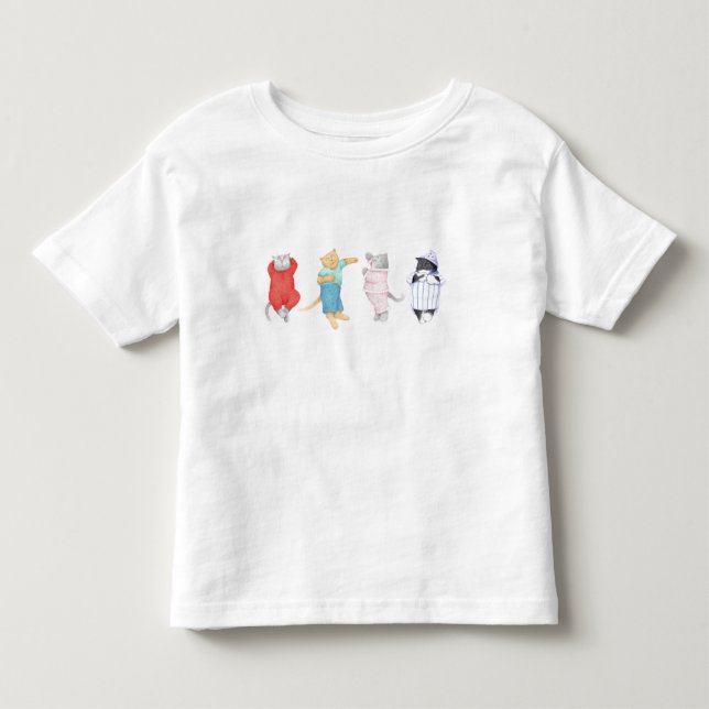 4 KATTER I PYJAMAS Barn T-Shirt (Framsida)