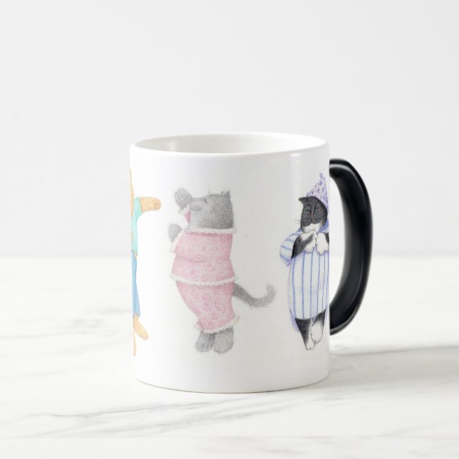 4 KATTER I PYJAMAS Magisk Förvandlingsmugg Mugg (Framsida höger)