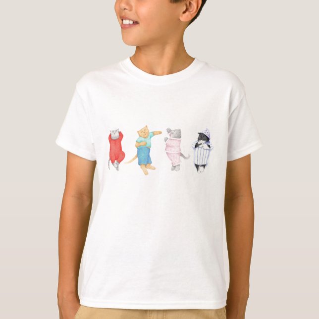 4 KATTER I PYJAMAS Pojktröja T Shirt (Framsida)