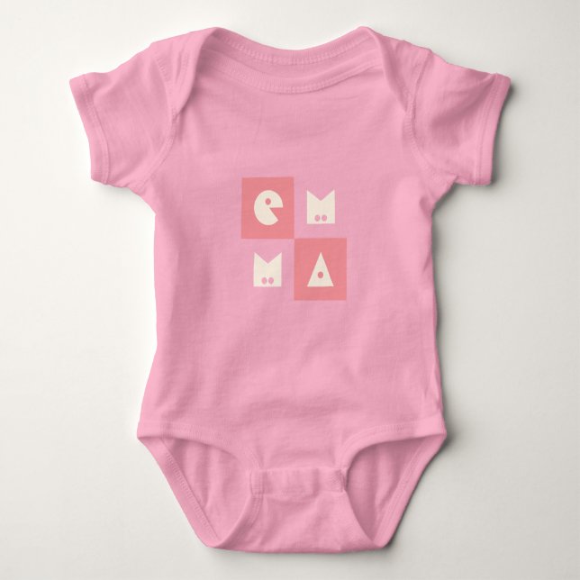 4 kläder brev namn shock rosa t shirt (Framsida)