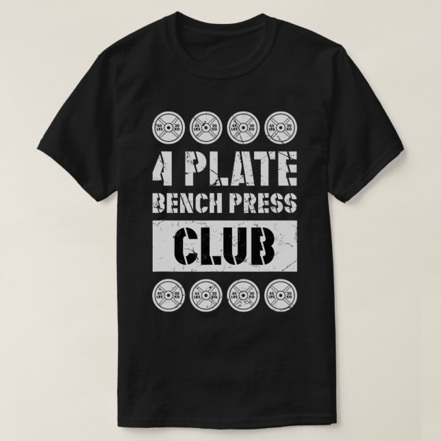 4 Klubb för tryckning av platta Benchlyftning vikt T Shirt (Design framsida)