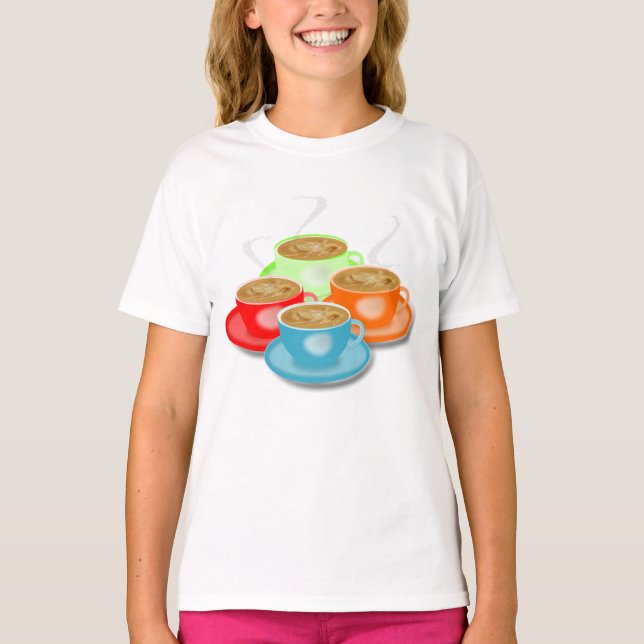 4 Kopp Coffee Girls T-Shirt (Framsida)