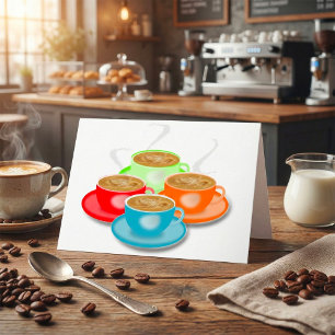 4 Kopp Kaffe- och gratulationskort Kort