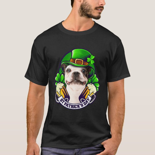 4 Leaf C Öl Fransk Bulldog St Patrick Bulldog Tröj T Shirt (Framsida)