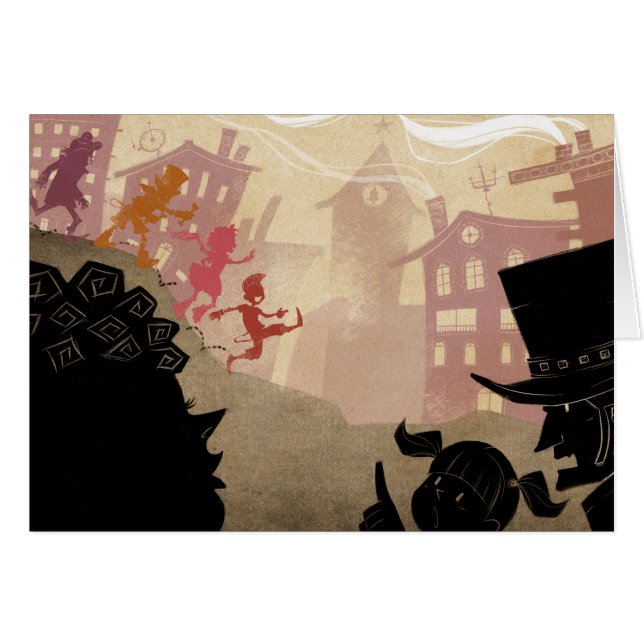 4 lite monster - gå till och med Town Hälsningskort (Framsidan Horizontal)