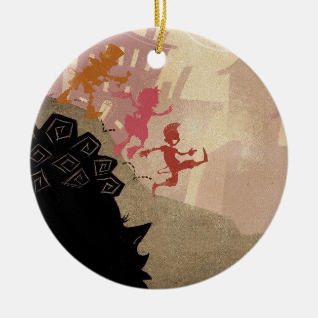 4 lite monster - gå till och med Town Julgransprydnad Keramik (Framsidan)