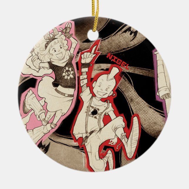 4 lite monster - grupp julgransprydnad keramik (Framsidan)