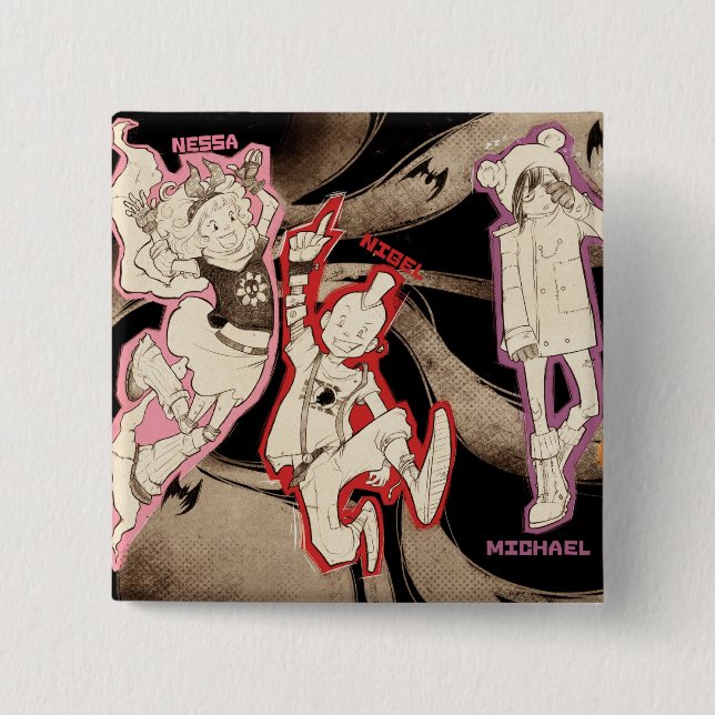 4 lite monster - grupp knapp (Framsida)