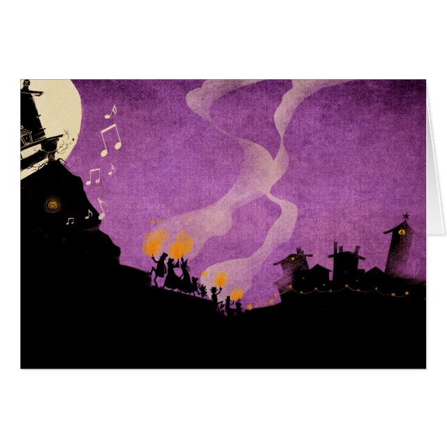 4 lite monster - Halloween natt Hälsningskort (Framsidan Horizontal)