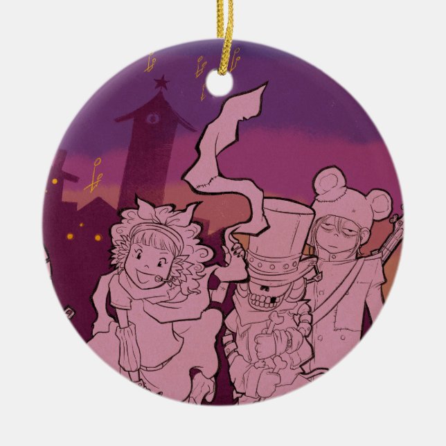 4 lite monster - nattmusik julgransprydnad keramik (Framsidan)