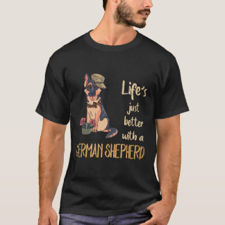 4 Livet är bara bättre med en tysk schäferhund T Shirt