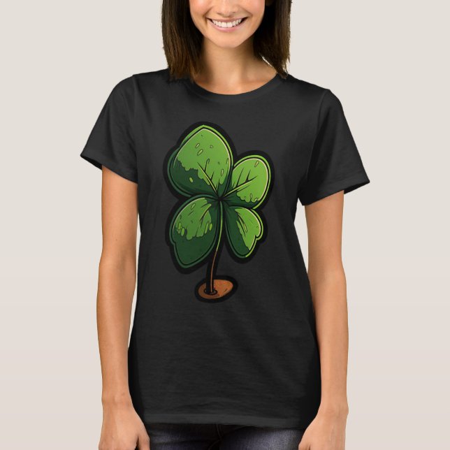 4 Löv Klöver Happt St patrick's day St Patrick's T Shirt (Framsida)