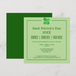 4 Löv Klöver Irish Shamrock St patricks day Inbjudningar