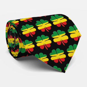 4 Löv Klöver Mönster Red Gult Grönt Rasta Slips