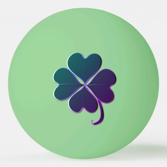 4 Löv Lila Shamrock Glow i Mörken Pingisboll (Framsidan)