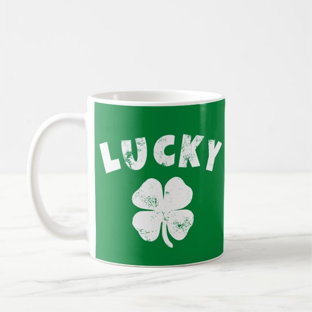 4 Löv Lucky Klöver St. Patrick's Day Kaffemugg (Vänster)