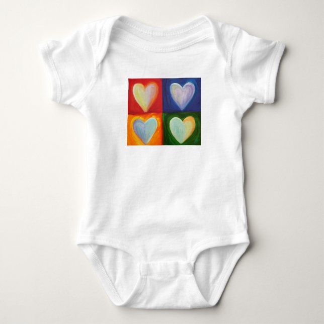4 Love Hearts Art Custom One-Piece Bodysuit T Shirt (Framsida)