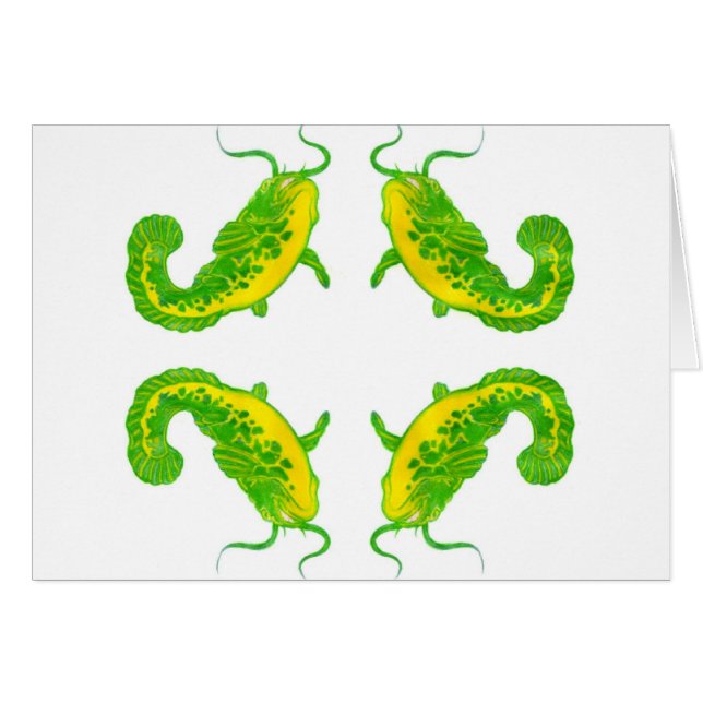 4 Lucky Fish Hälsningskort (Framsidan Horizontal)