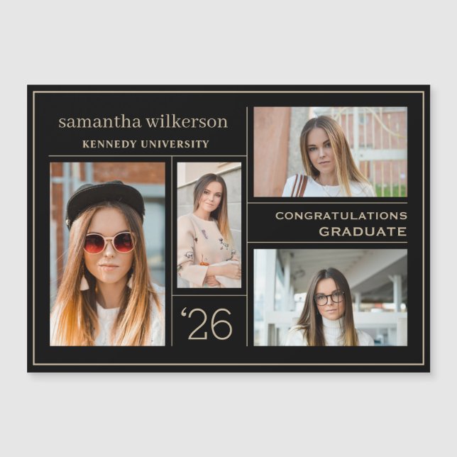 4 Magnetkort för fotokollage Gratulerart Student (Framsida)