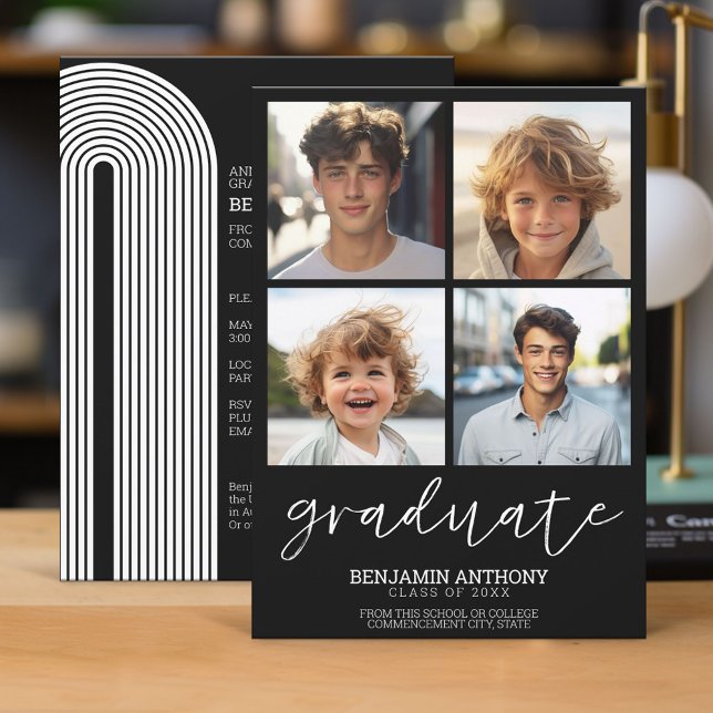 4 Matchningsskolan Photo Student färg - Grad Party Inbjudningar (Graduation Invitation - Classic)