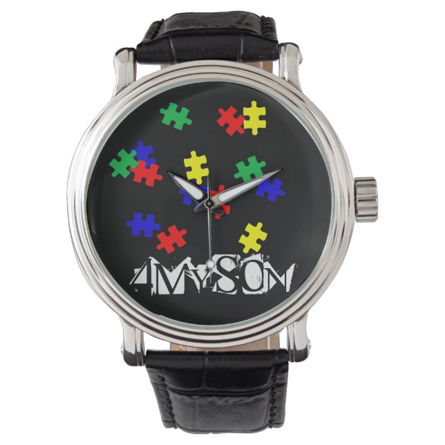 4 Min son Autism Vintage Läderremsa Armbandsur (Framsida)