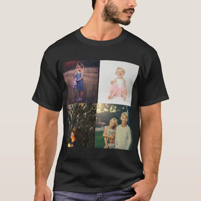 4 Modern Anpassningsbar för fotokollage i familjen T Shirt (Framsida)