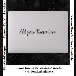 4 Modern Custom Name Laptop Stickers Set Black Klistermärken