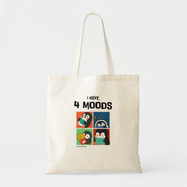 4 Moods Penguin | Funny Bookworm Tygkasse (Framsidan)