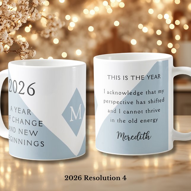 4. Nyårslöfte för 2026 År för Förändring  Kaffemugg (2026 Year of Change and New Beginnings Dusty Blue Resolution 4 Coffee Mug)