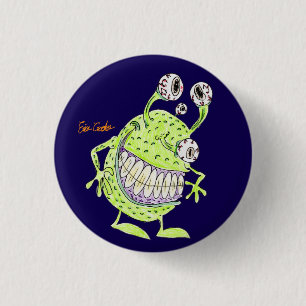4 ögon grön alien monster knapp