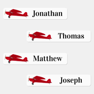 4 Olika Namn-flygplan Järn på etiketter