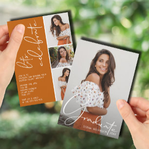 4 Orange för förbränning av Photo Collage Studente Inbjudningar