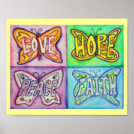 4 Ord Butterfly Vingar inspirationskonst Poster