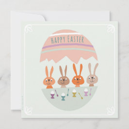 4 paashaasjes aan tafel kort