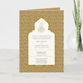 4 Page GULD Ornate Islamic NIKAH WALIMA Bröllop C Kort