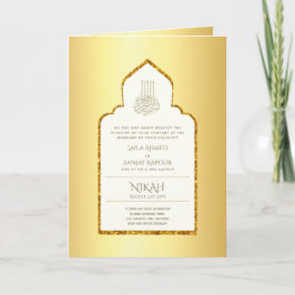 4 Page GULD Ornate Islamic NIKAH WALIMA Bröllop C Kort
