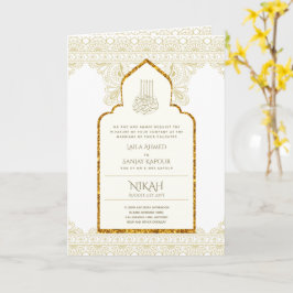 4 Page GULD Ornate Islamic NIKAH WALIMA Bröllop Kort
