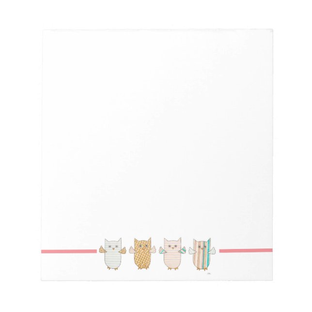 4 Pastel Uggla Flies Anteckningsblock (Framsida)